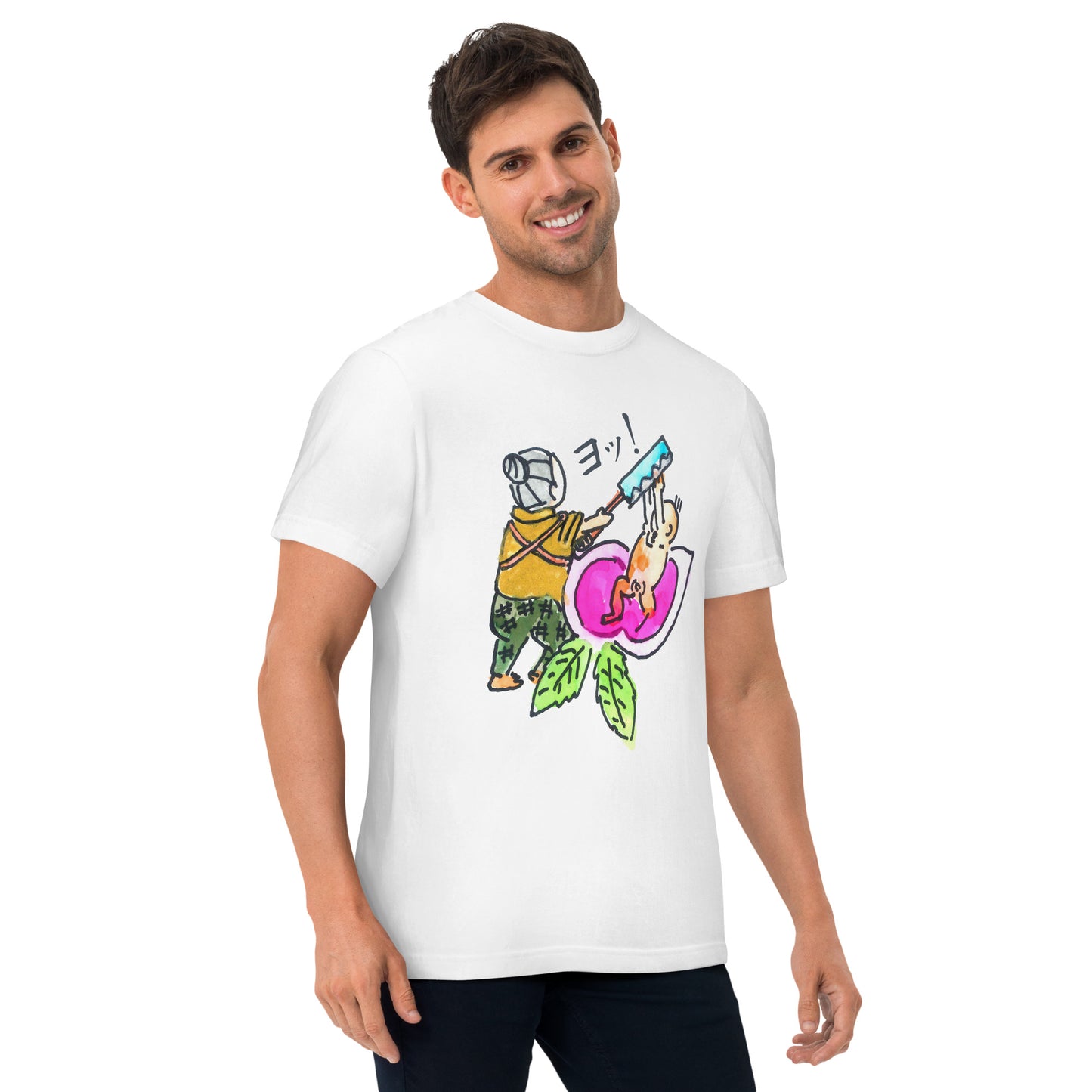 手書き<桃太郎>グラフィック ハイクオリティーTシャツ