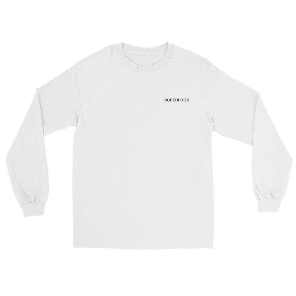 NEW/戸隠つきやオリジナル 70'Sデザイン<SUPERFOOD>長袖白Tシャツ ユニセックス