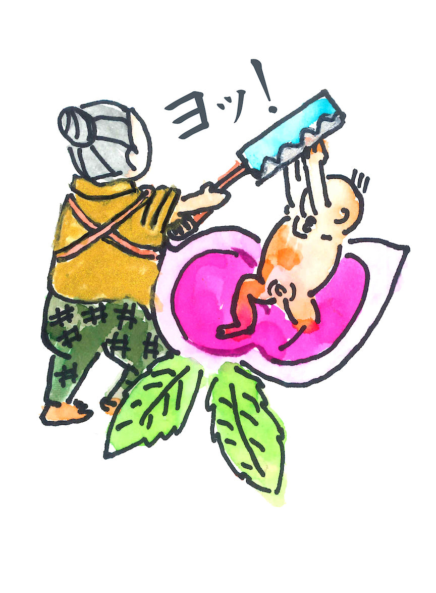 手書き<桃太郎>グラフィック ハイクオリティーTシャツ