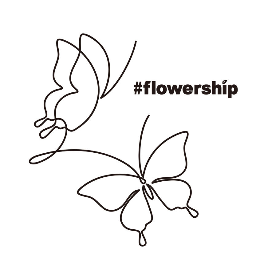 #FLOWERSHIP アートバタフライ ユニセックス半袖Tシャツ/ライトカラー