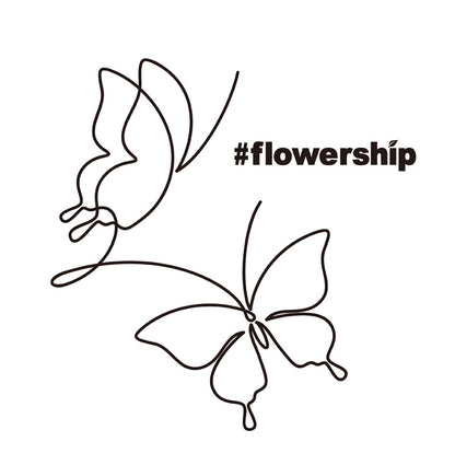 #FLOWERSHIP アートバタフライ ユニセックス半袖Tシャツ/ダークカラー