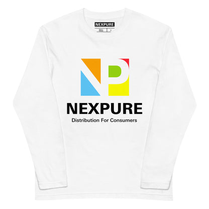 (NEXPURE/メンバー限定アイテム)ロゴプリント入り 男女兼用 長袖Tシャツ(白/ヘザーグレー)